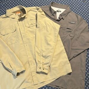 Habit Shirts Extra Large Gray & Khaki Vented Fishing Bundle SPF 40